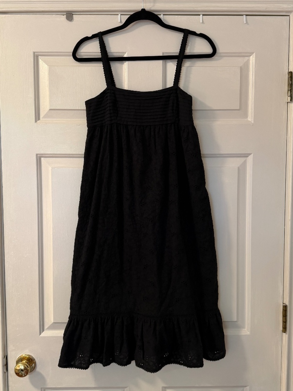 Y2K Juicy Couture Smocked Eyelet Midi Dress Women's Sz 2 Black Sleeveless 2000s